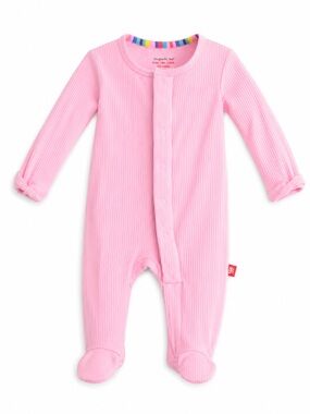 Newborn Magnetic Me Light Pink Ribbed Footed One-Piece